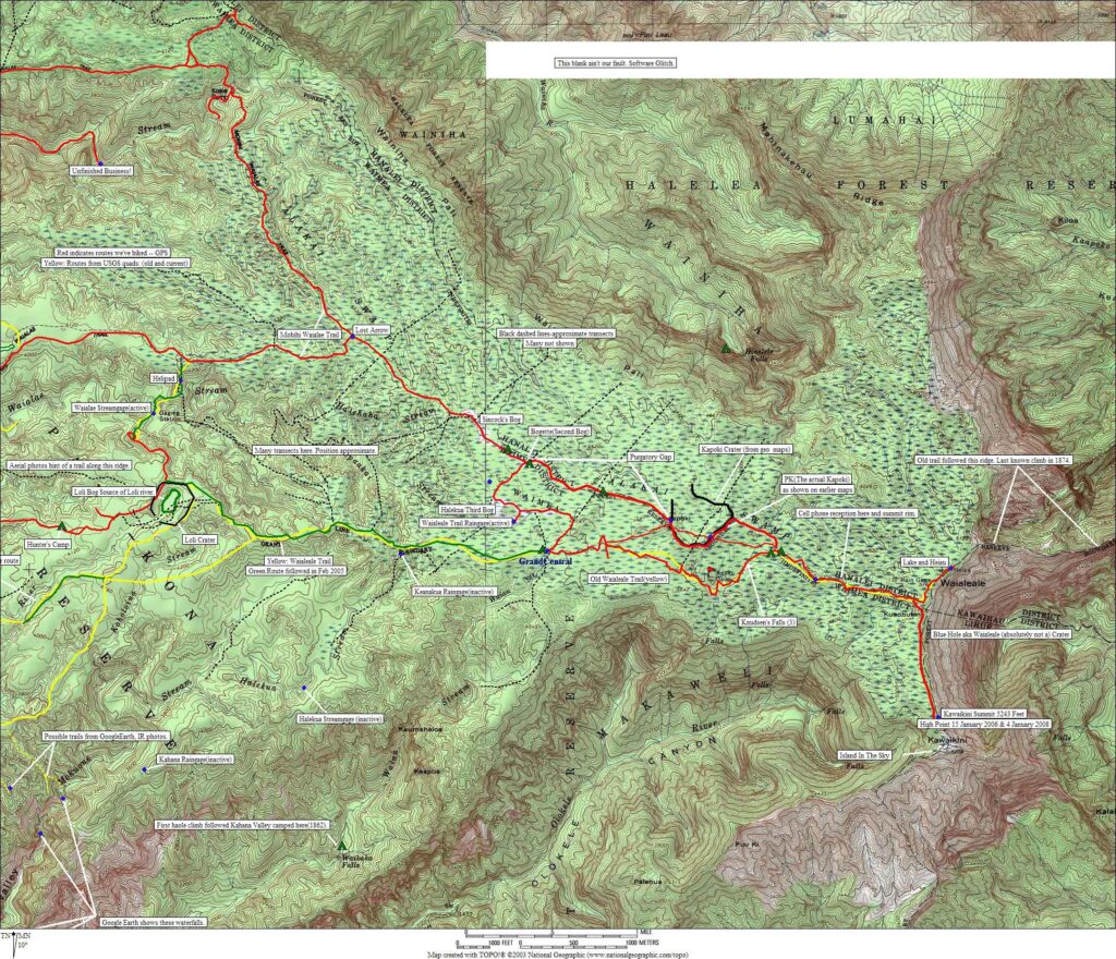 Sincock’s Bog map, located near the summit of Mount Waialeale